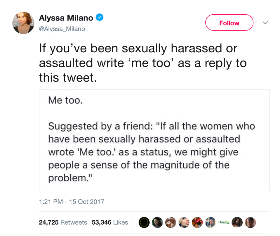 Print screen; Twit from actress Alyssa Milano.